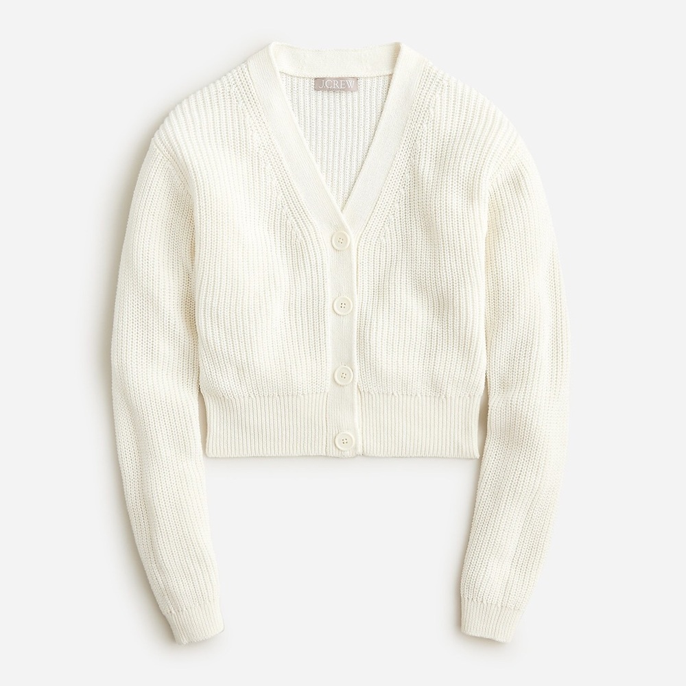J.Crew Cotton-blend cropped V-neck cardigan sweater